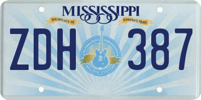 MS license plate ZDH387