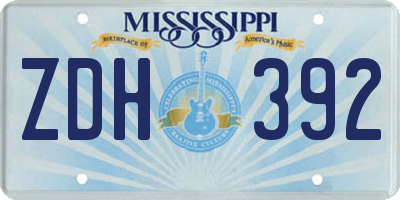 MS license plate ZDH392