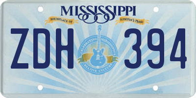 MS license plate ZDH394