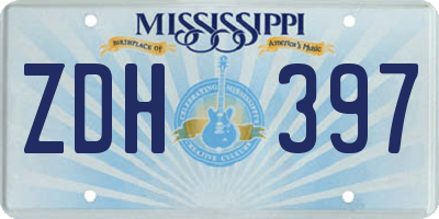 MS license plate ZDH397