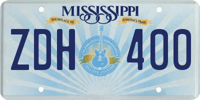 MS license plate ZDH400
