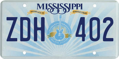 MS license plate ZDH402