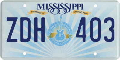 MS license plate ZDH403