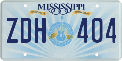 MS license plate ZDH404