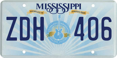 MS license plate ZDH406