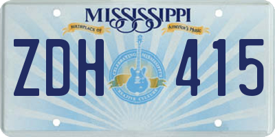 MS license plate ZDH415