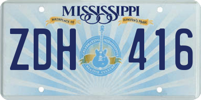 MS license plate ZDH416
