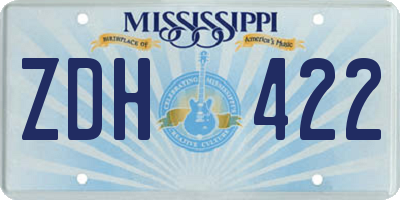 MS license plate ZDH422