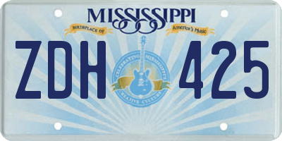 MS license plate ZDH425
