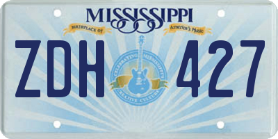 MS license plate ZDH427