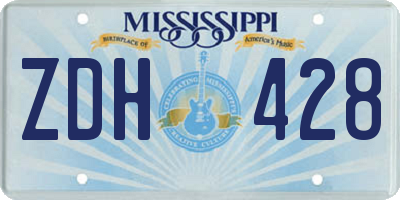 MS license plate ZDH428