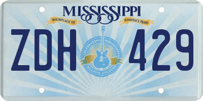 MS license plate ZDH429