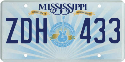 MS license plate ZDH433