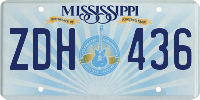 MS license plate ZDH436