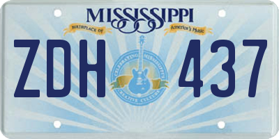 MS license plate ZDH437