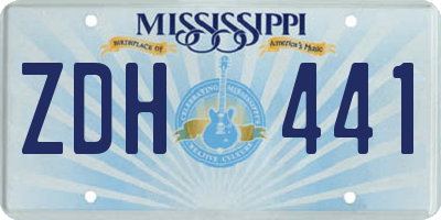 MS license plate ZDH441