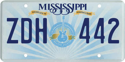 MS license plate ZDH442