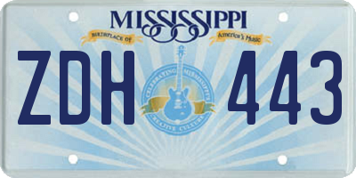 MS license plate ZDH443