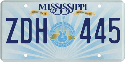 MS license plate ZDH445