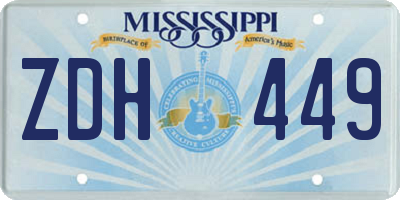 MS license plate ZDH449
