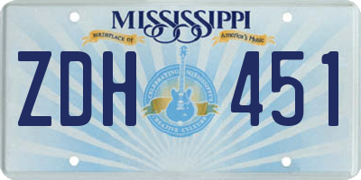 MS license plate ZDH451