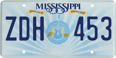 MS license plate ZDH453