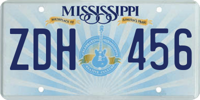 MS license plate ZDH456