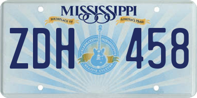 MS license plate ZDH458
