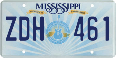 MS license plate ZDH461