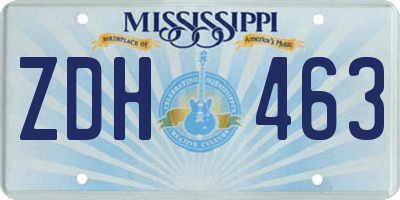 MS license plate ZDH463