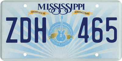 MS license plate ZDH465
