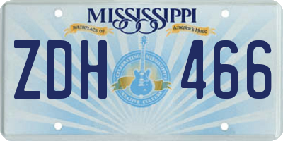 MS license plate ZDH466