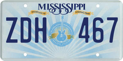 MS license plate ZDH467