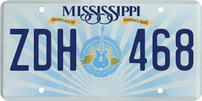 MS license plate ZDH468