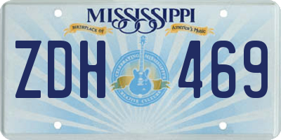 MS license plate ZDH469