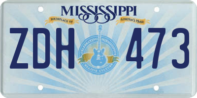 MS license plate ZDH473