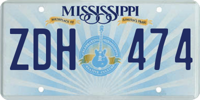 MS license plate ZDH474
