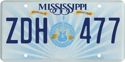 MS license plate ZDH477