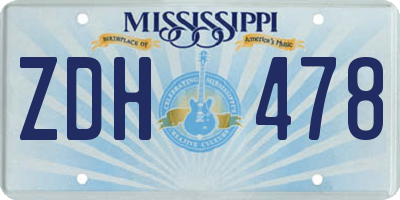 MS license plate ZDH478