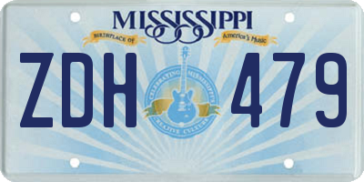 MS license plate ZDH479