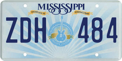 MS license plate ZDH484