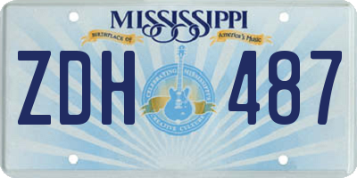 MS license plate ZDH487