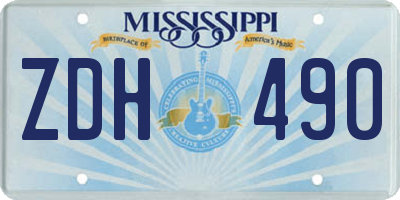 MS license plate ZDH490