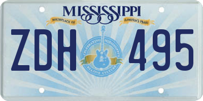 MS license plate ZDH495