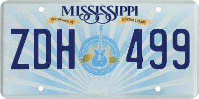 MS license plate ZDH499