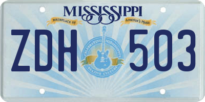 MS license plate ZDH503