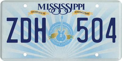 MS license plate ZDH504