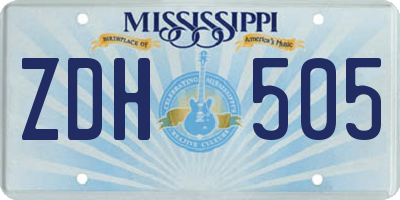 MS license plate ZDH505