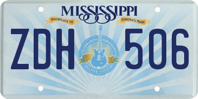 MS license plate ZDH506
