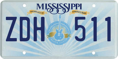 MS license plate ZDH511